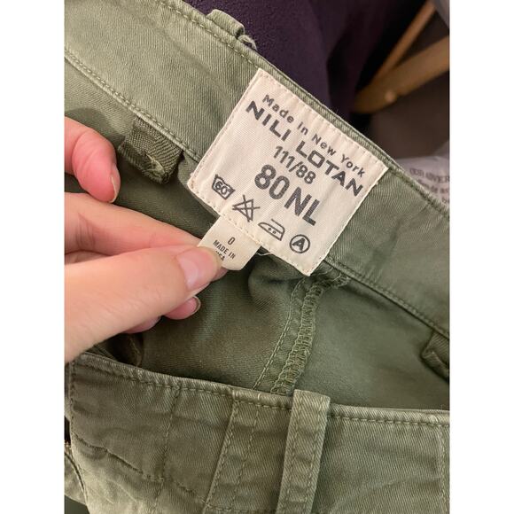 Nili Lotan 0 French Military Cargo Pants Stretch Cotton Cropped Army Green - Picture 7 of 10